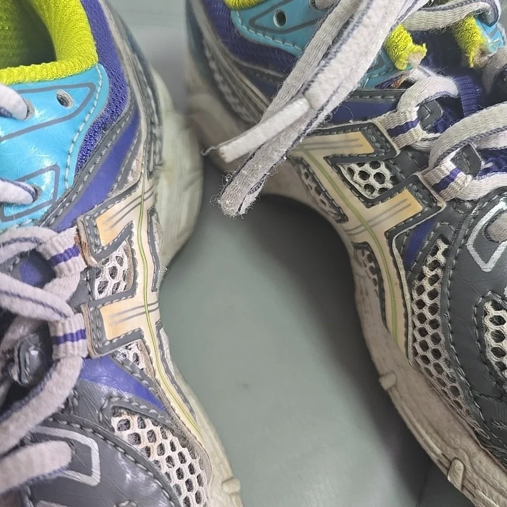 ASICS Gel-Equation Women's Size 6.5 Gray Blue Purple Athletic‎ Shoes T2D7N